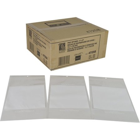 C-Line Products Bag, Poly, Zp, Reclose, 5X8 1000PK CLI47258